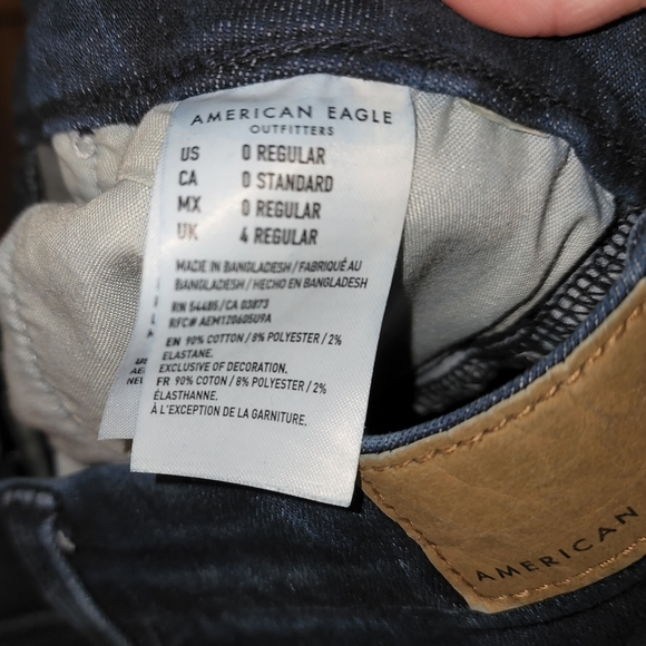 American Eagle Jeans Blue Curvy Highest Rise Jegging Distressed Dark Wash Size 0 - Picture 8 of 8